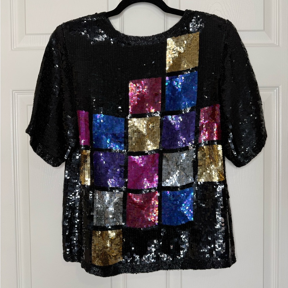 Colorful Sequin Patchwork Blouse - image 6